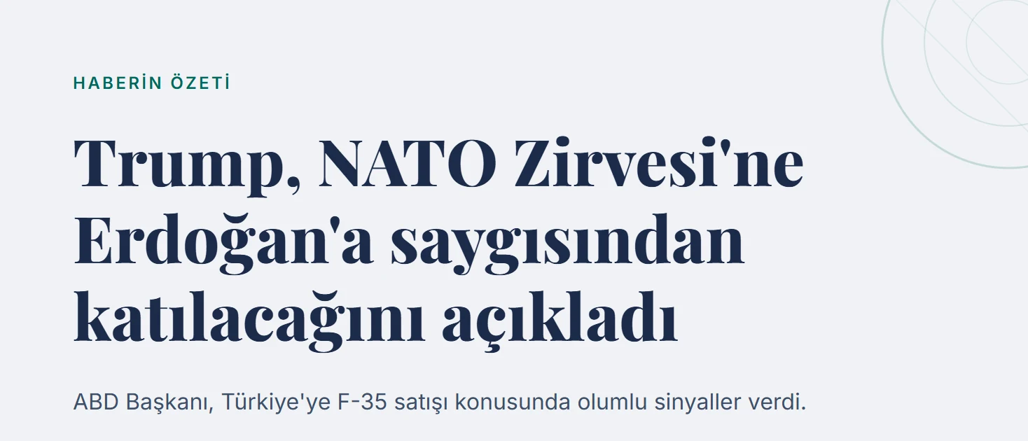 Trump, NATO Zirvesi'ne Erdoğan'a saygısından katılacağını açıkladı